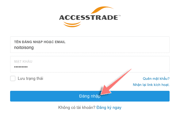 đăng nhập accesstrade